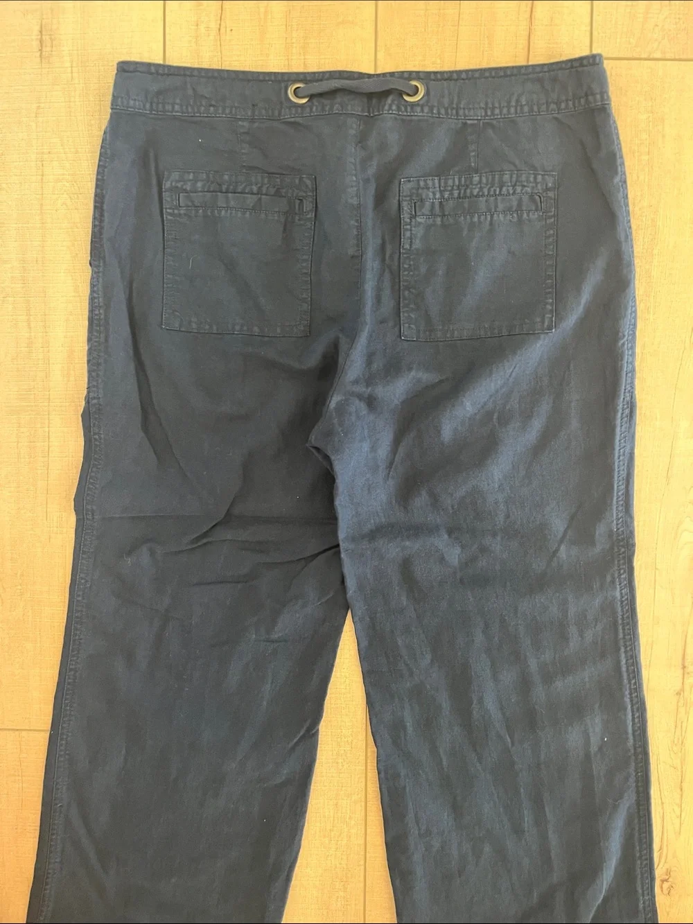 Banana Republic Ryan Fit Dark Navy Linen-Blend Drawstring Pants